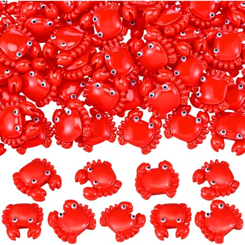 RoundFunny 100 Pcs Mini Resin Figurine Tiny Resin Models Small Fake Sea Creature Models for Early Education Teaching Aids, Boil Party Photo Props and Tabletop Decor (Crab)