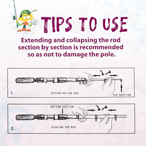 Kids Fishing Pole, Portable Telescopic Kids Fishing Poles for Boys and Girls, Fishing Rod and Reel Combo Kit with Tackle Box, and Fishing Net, Best Fishing Pole for Toddler Youth - color: Pink+Green