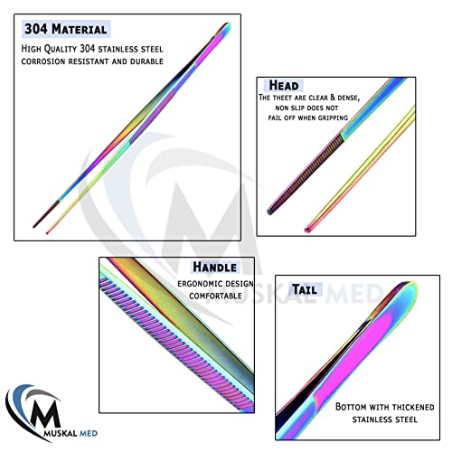Aquarium Tweezers Stainless Steel Straight Tweezers For Fish Tank Aquatic Plants Long Handle Reptile Feeding Tongs,24 Inch Multi Rainbow Color