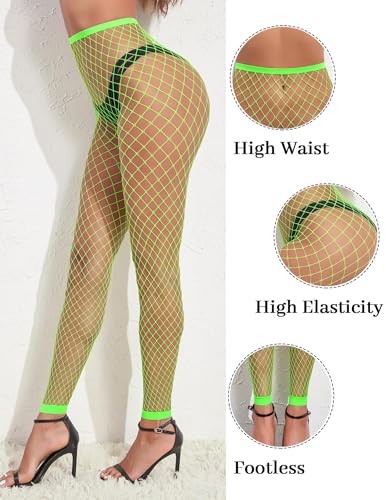 Avidlove Fishnet Stockings for Women Footless High Waist Fishnets Tight | Thigh High Stockings, Open Toe, High Stretch, Comfortable, Gothic Costume, Rave Outfits, for Cosplay, Halloween - color: Neon Green Al