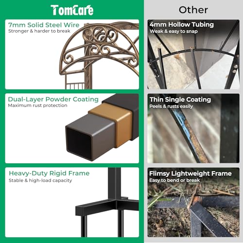 TomCare Garden Hose Holder Upgraded Water Hose Holder Heavy Duty 4 Spikes Hose Hanger Holds 160 Feet Hoses Stable Freestanding Hose Storage Organizer for Outside Yard - color: Bronze
