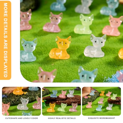 60 pcs Mini Resin Fox Many Styles Variety Tiny Luminous Animals Figures Miniature Little Small Animal Figurines Bulk for Micro Fairy Garden Landscape Accessories Hide Crafts Decor Aquarium - color: Fox-60p