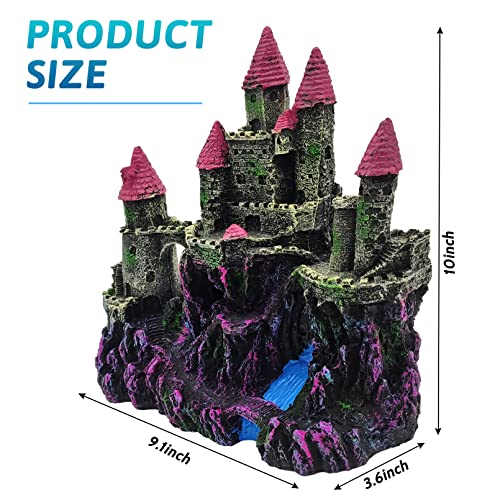 PINVNBY Aquarium Resin Castle Decoration,Fish Tank Driftwood Castle Cave Hideouts House Plants Supplies Accessories(Pink) - color: Pink