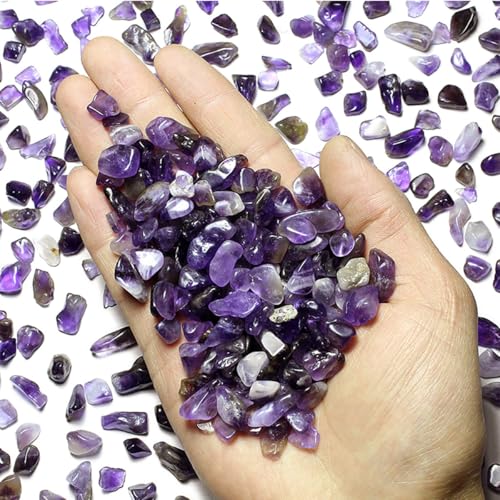 WAYBER 1 Lb/460g Natural Purple Amethyst Quartz Crystal Stones Irregular Decorative Pebble Rock Sand for Aquarium/Fish Turtle Tank/Vase Fillers/Air Plants/Succulent Plants Decor (Fill 1 Cup) - color: Purple, size: 1 Pound