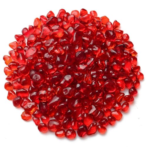 Glass Stones, 1Lb/460g Irregular Sea Glass Pebbles Non-Toxic Artificial Crystal Stones for Vase Filler/Table Scatter/Aquarium Decoration/Handcraft Making/Jewelry Display, Red - color: Red