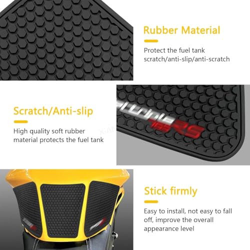For Street Triple 765 R RS 2023 2024 Tank Pad motorcycle tank pad motorcycle tank protector anti-slip side fuel tank pad knee grip pad street triple 765 rs - color: Street Triple 765 R RS black