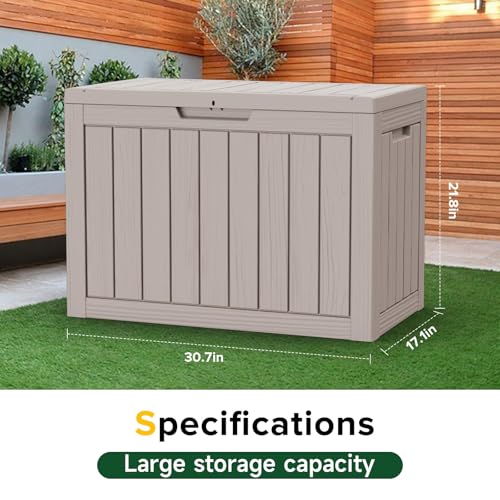 ROJIK Outdoor Storage Housing Deck Box - Waterproof Patio Furniture, Garden Tools, Cushions, Pool Accessories Storage Bench with Lockable Lid and Side Handles (Grey 48 Gal) - color: Grey, size: 48 Gallon