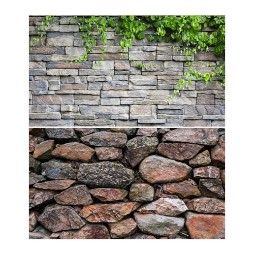 2 Packs Rock Wall Aquarium Background Stone Brick Wall Green Climbing Plants Reptile Tank Background Natural Rocky Fish Tank Backgrounds Rocky Walls Pattern Reptile Enclosure Backgrounds 30x18in - color: Brown_Grey, size: 30(W)x18(H)in