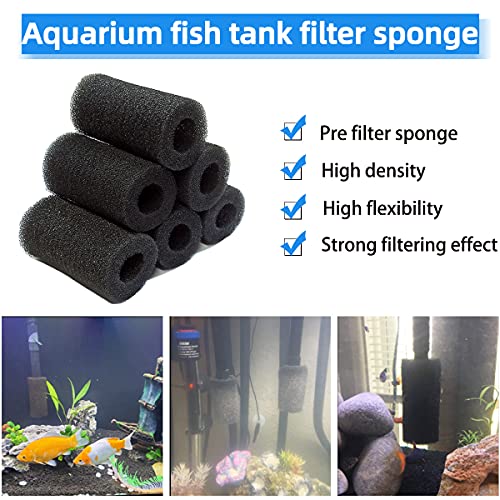 yuntop 6pcs Pre-Filter Sponge, Pre Filter Foam Sponge Roll for Aquarium Fish Tank (6 x 3.5cm /2.4x1.4 inch)