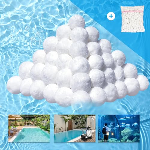 3.53 Lbs Pool Filter Balls for Sand Filter, Reusable Eco-Friendly Pool Filter Balls (Equals 110 lbs Pool Filter Sand) with Wash Bag, Filter Balls for Swimming Pools, for Aquarium Tank & Filter Pumps