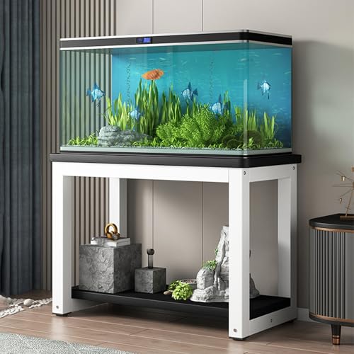 2-Tier Fish Stand Cabinet, Durable Steel Frame & Wooden Rack for Reptiles, Multi-Purpose Home Storage Solution, Stylish Display Shelf for Aquariums & Decor - color: B, size: 60x30cm(23 5/8"x11 3/4")