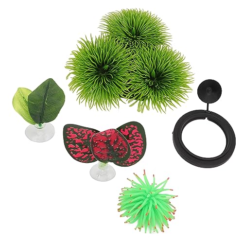 Betta Leaf Pad Set, Betta Resting Bed Kit with Suction Cup, Simulating Leaf Hammock for Aquarium, Includes Green and Feeding Ring for Shrimp Goldfish Guppy Molly