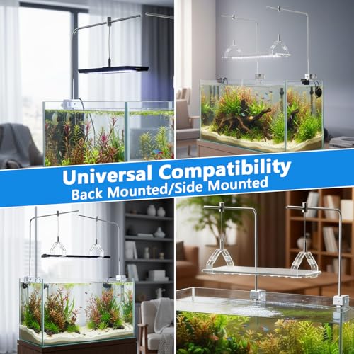 Aquarium Light Riser, 2PCS Aquarium Light Hanging Kit, Adjustable Height Stainless Steel Aquarium Light Stand Holder Bracket for Freshwater & Saltwater Aquariums, 15.74×9.84in (with Crystal Clip) - style: With crystal clip