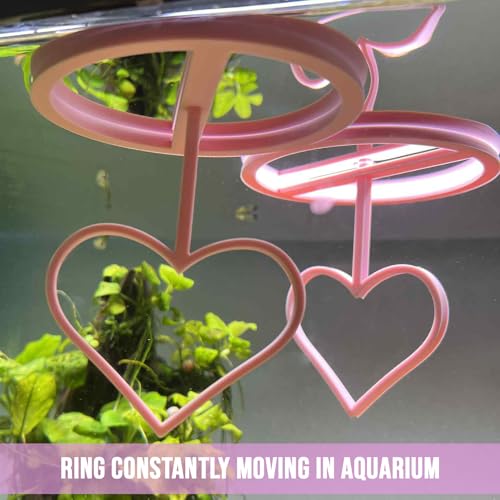 Floating Heart Betta Training Ring, Heart Active Betta Training Ring, Floating Feeder, Enrichment Toys for Aquarium Decor, Pink, 3.8in x 3.7in (Pink, Pack of 2) - color: Pink, size: Pack of 2