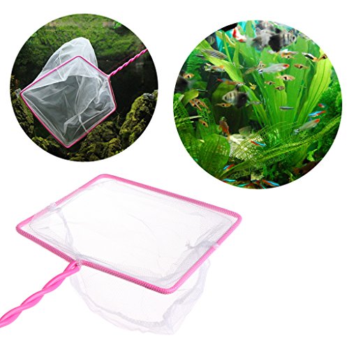 Fishing Tank Net Plastic Soft Square Mesh Fish Shrimp Capture for Aquarium Tools Pink Rectangle 4