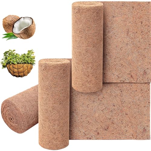 Jetec Coconut Liners for Planters, 16 x 360 Inch Natural Coco Planter Roll Liner for Hanging Basket, Reptile Carpet, Fiber Mat, Garden Decoration, Animal Pet Reptile Pad - size: 16 x 120 Inch