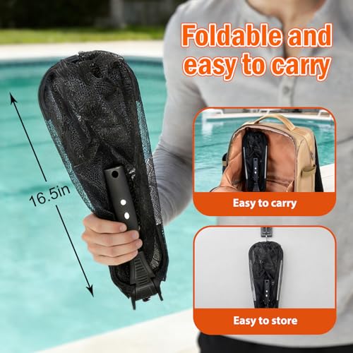 SISIUPASSIE 20FT Pool Skimmer Net with Pole, Foldable & Larger Capacity Pool Net for Cleaning, Telescopic Pool Pole Heavy Duty with Fine Mesh Pool Leaf Net for Above Ground & In-ground Pools - size: 20FT