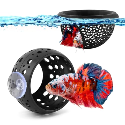 2PCS Floating Bettas Hide & Shrimp Cave 3D Printed Aquarium Hammock Floating Bettas Log Cave Bett a Hammock & Shrimp Shelter(Color:Black)