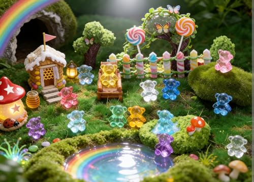 200PCS Mini Resin Bears Figures Cute Tiny Teddy Bears Trinkets Small Plastic Miniature Animals Figures Bulk for Fairy Garden Classroom Prizes Vase Filler Gifts Party Favors Office Desk Decor - size: Bear (200PCS)