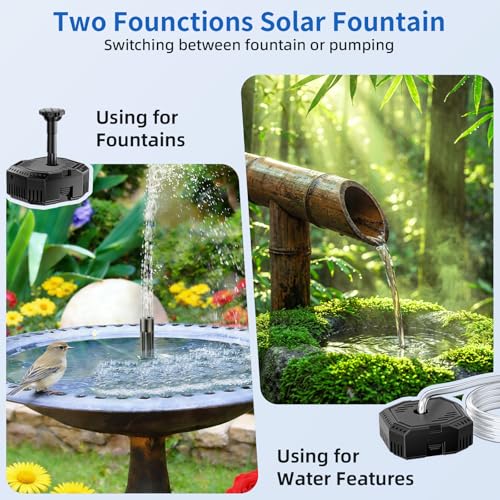 Antfraer Solar Pond Filter with Fountain Pump, 4W Solar Fountain Pump with Pond Filter, Solar Powered Water Pump Kit with 5 Nozzles & PVC Tubing for Bird Bath, Garden, Outdoor Fish Tank - size: 4W