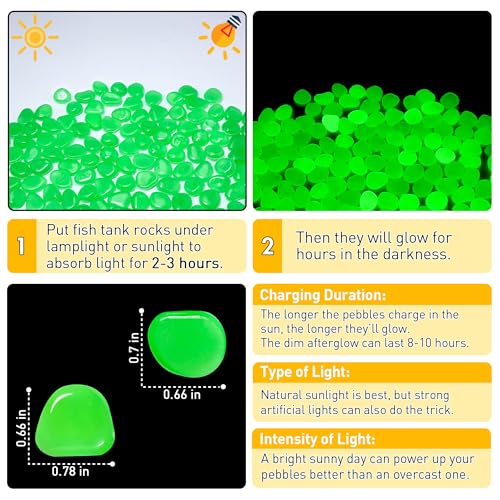 Glow in The Dark Fish Tank Rocks,Green Glowing Rocks Stones Resin Glow in Dark Pebbles for Outdoor Garden, Fish Tank, Aquarium, Landscaping,Driveway Decoration,1.4 Lb - color: 4-Green, size: 1.4 LB