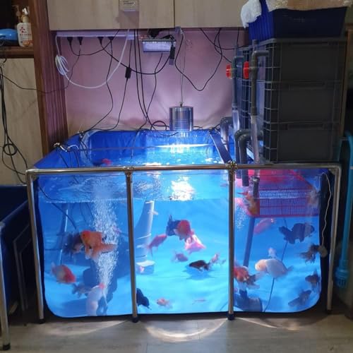 Flexible PVC Canvas Fish Tank Liners with Steel EDS - Water Tank for Fish, Pets & Backyard Pools, Easy Assembly, Viewing Window for C Observat - color: 100x70x61cm