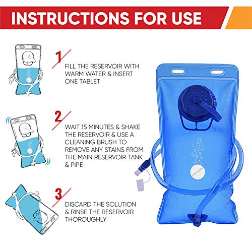 Reservoir Hydration Bladder Cleaning Kit - 6-In-1 Water Reservoir Cleaning Kit Of 3 Brushes, Collapsible Frame, (12) Cleansing Tablets & Carry Pouch - Cleaner Set For Back Pack Bladder