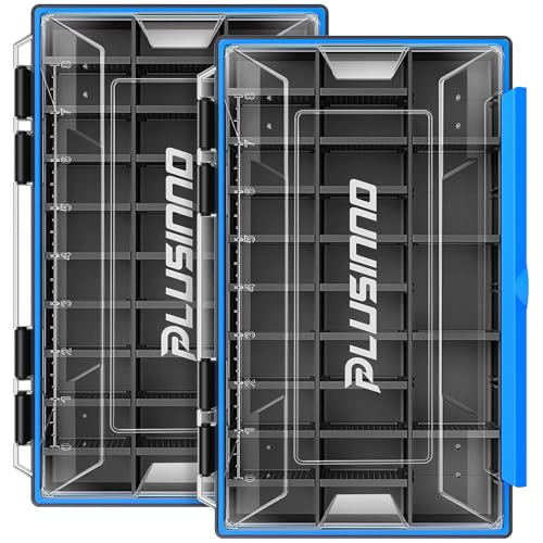PLUSINNO Tackle Box Organizer, 1/2 Packs Waterproof Tackle Trays, Fishing Tackle Box with Removable Dividers, Fishing Box Tackle Trays and Terminal Tackle Storage - style: 3600-2 Pack