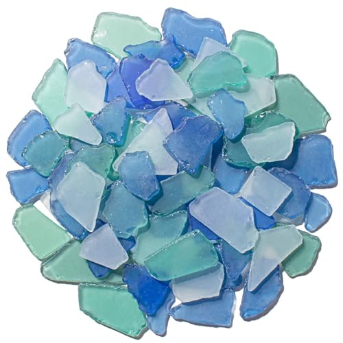 Keedolla Tumbled Sea Glass for Crafts - 10 OZ Flat Frosted Seaglass Pieces Crushed for DIY Art Crafts, Vase Filler, Beach Weddings, Aquarium and Home Decor (Blue, White, Light Green) - color: Blue, White, Green, size: 10 OZ / 0.63 LB