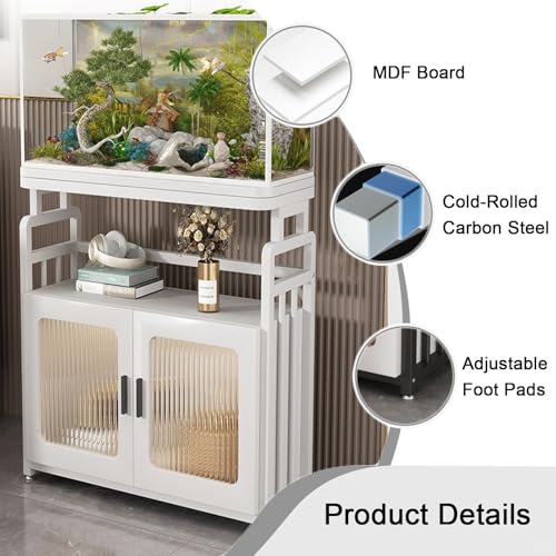 Fish Tank Stand, Freestanding Reptile Terrarium Stand, Metal Iron Shelf Fish Shelf with Non-Slid Mat for Living Room(White,81X41X75CM) - color: White, size: 81X41X75CM