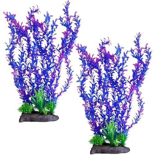 Hamiledyi Aquarium Plastic Plants Aquarium Decor Artificial Fish Tank Plants,Tall Fish Tank Decorations, Extra Large Aquarium Plant 20.4-inch Tall,2PCS - color: D*2 Pcs, size: 20.4 in