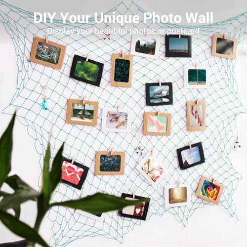 2 Pack Decoractive Fishing Net 80x40 Inch, 3mm Thickness Light Blue Natural Cotton Large Picture Wall Hanging Fish Net, Party Decorations Fishnet for Nautical Pirate Beach Mermaid Themed Party - color: Light Blue, size: Large - 2 Pack
