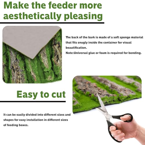 15.75x11.81in Reptile Terrarium Cork Background,Bearded Dragon Tank Bark Backdrop Wall Decor with Artificial Moss for Gecko Lizard Tortoise Frog Chameleon(4Pcs) - color: Green-15.7"*11.8"（4pcs）