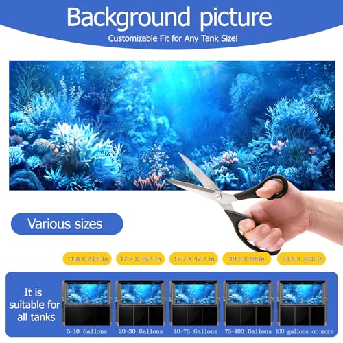 Aquarium Background & Fish Tank Background – Ultra HD Static Cling, No Tape, No Residue, Vibrant Underwater Scenery for Stunning Aquarium Decorations, Blue Ocean Theme 23.6 X 70.8 Inches - color: Blue Ocean, size: 23.6 X 70.8 Inches