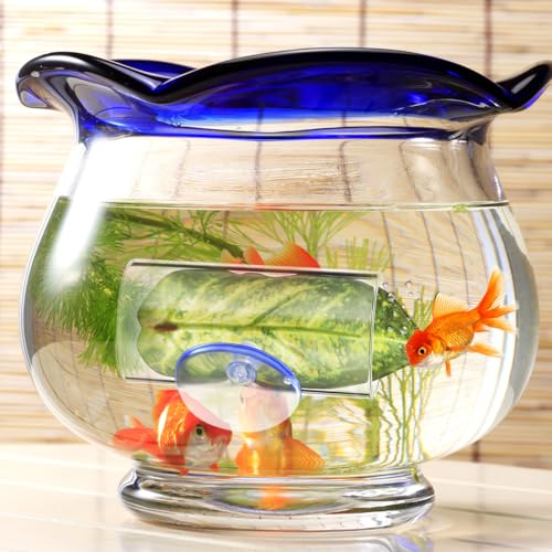 POPETPOP 2Pcs Betta Fish Acrylic Tube Tunnel : Suction Cup Aquarium Cave with Leaf Pad Cylindrical Aquarium Hideout for Breeding Resting, 3.14X1.57X1.57in