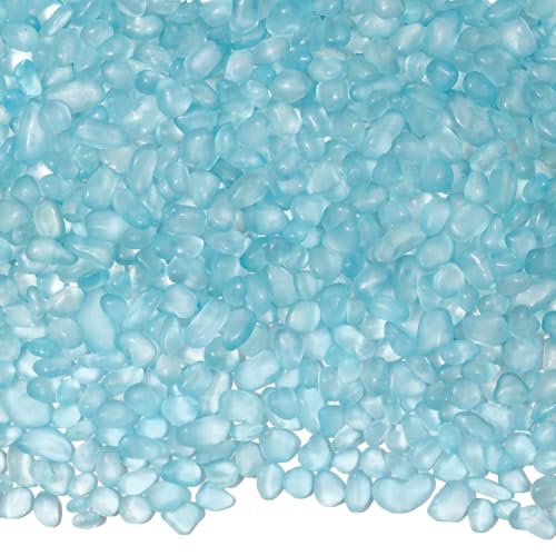 QEQEKAKA Sea Glass Stones for Crafts About 2.75LB (1180g/41.62oz) Glass Pebbles Gemstones Bulk for Beaching Wedding DIY Decoration Aquarium Turtle Tank Vase Filler - color: Ice Blue, size: 2.75LB (1185g/41.79oz)