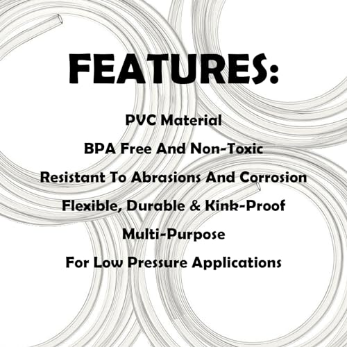 20 Feet PVC- 1/4" ID Clear Vinyl Tubing Food Grade Multipurpose Tube for Beer Line, Kegerator, Wine Making, Aquaponics, Air Hose - size: 1/4" ID, style: 20 Feet