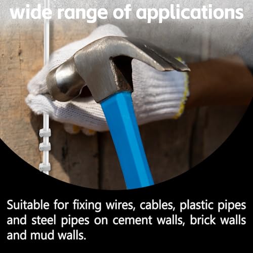 100 Pack Cable Clips, 8 mm White Flat Ethernet Wire Clips, Coax Cable Wall Clip, Cord Clips for Wires on Wall, Cord Management (100)