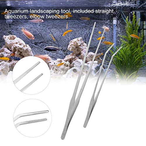 Fish Tank Planting Clip Tweezers, Stainless Steel Aquarium Water Plants Tool, 27cm and 38cm - Durable Rust, Easy Aquascaping for Plant Maintenance