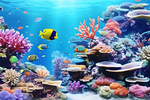 20x10ft Under The Sea Photography Backdrop Ocean Underwater World Scenery Photo Background Colorful Coral Sea Theme Birthday Baby Shower Party Decorations Photo Booth Studio Props - color: Blue, size: 20x10ft