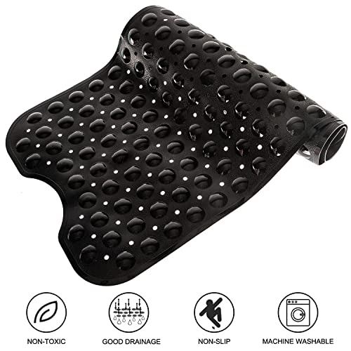 TEESHLY Bathtub Mats for Shower Tub, Extra Long Non-Slip 39 x 16 Inch Bath Mat with Drain Holes and Suction Cups, BathMat for Bathroom with Machine Washable (Opaque Black) - color: Opaque Black