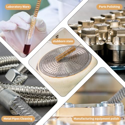 12-Pieces Brass Wire Brush Stainless Steel Wire Brush Set 12" Long Pipe Cleaners Parts Cleaning Brush Metal Brush for Cleaning Tubes, Cylinders, Bottle, Auto Parts (6mm/8mm/10mm/15mm/18mm/20mm)