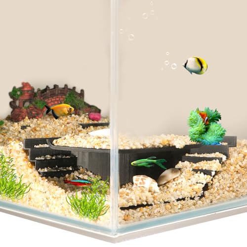 Aquarium Undergravel Fish Tunnel Cave, Black, Modern Resin Fish Hide for Aquarium Hideout (Style 3) - color: Black, style: Style 3