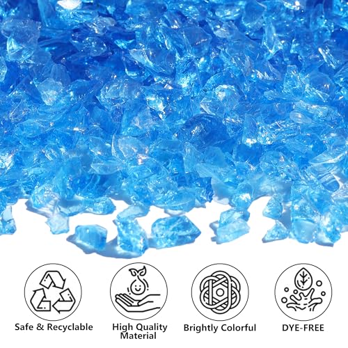 QYGL Crushed Glass for Resin Art, DIY Crafts, and Home Decor - 0.9LB Ocean Blue Broken Glass Pieces 3-6mm, for Vase Fillers, Tabletop Fire Pit, and Aquarium Rocks - color: Ocean Blue