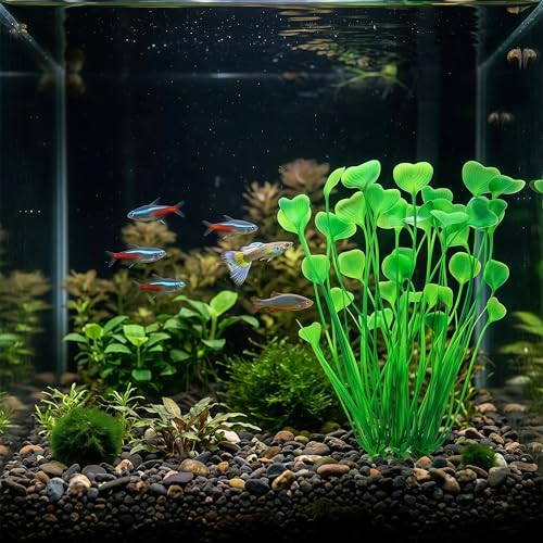 2 Pack Artificial Aquarium Plants, 15.8 Inch Tall, Seaweed, Wine Red, Plastic, Weighted Ceramic Base, for Aquarium, Indoor - color: Wine Red