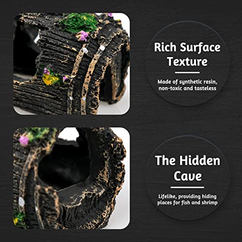 2 PCS Broken Barrel Aquarium Decorations, Caves Hide Hut Fish Tank Ornaments, Shipwreck Theme Landscaping Hideouts Accessories