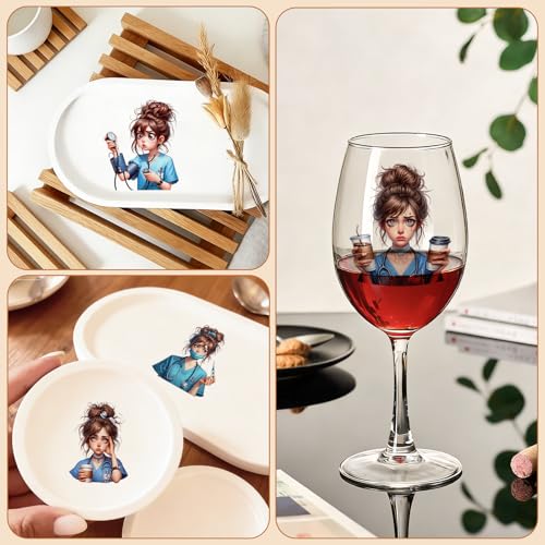 UV DTF Cup Wraps, 4 Sheets Nurse Quotes 16oz Glass Cups, Clear Transfer Stickers for Tumblers and Bottles, Assorted Pattern Set - style: Nurse Quotes