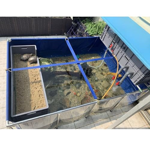 Flexible PVC Canvas Liners for Steel Bing Water Tan – Ideal for Fish, tic Pets, Backyard Pools & Ponds, Featuring a Convenient Viewing Window, Easy Assembly - color: 120x80x61cm