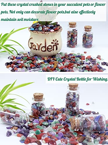 7Chakra Aquarium Gravel Rocks Natural Tumbled Healing Crystal Chips Bulk Gemstones Tumbled Crushed Stones for Fountain Vase Filler Planters Decorative Fish Tank Potted Reiki Energy Balancing 0.44lb - color: Mix-color, size: 0.44 Pound