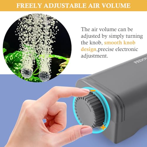 FEDOUR 80GPH Aquarium Air Pump, Ultra Quiet Oxygen Pump for up to 120Gallon Fish and Turtle Tank, Powerful Fish Air Bubbler - color: Grey